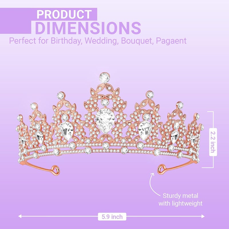 Queenship Tiara Crown for Women, Queen Tiara for Birthday Prom Bridal Party Custome Rose - Image 2